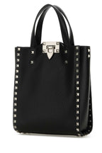 Valentino Garavani Men Black Leather Rockstud Handbag