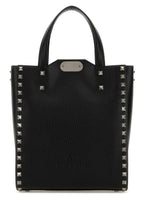 Valentino Garavani Men Black Leather Rockstud Handbag