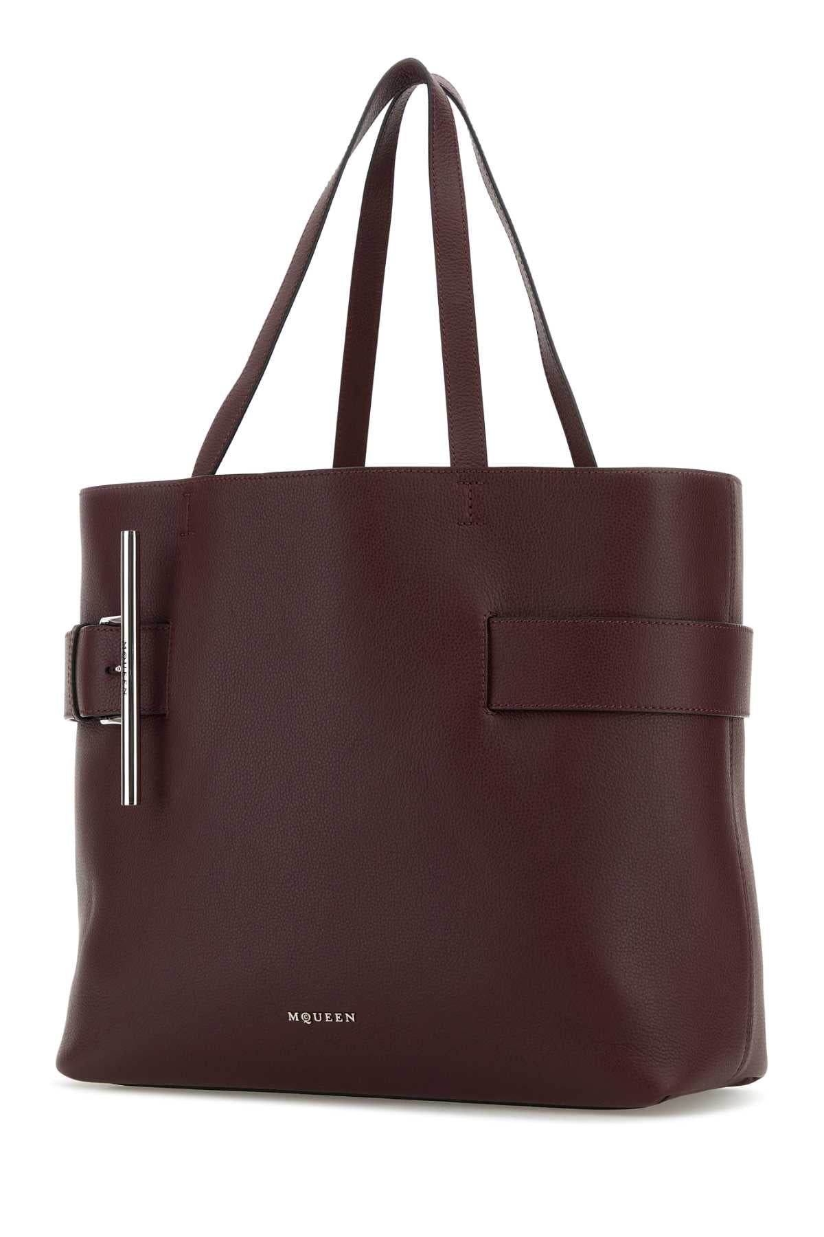 Alexander Mcqueen Women Tyrian Purple Leather T-Bar Shopping Bag