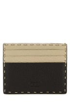 Fendi Men Two-Tone Leather Sellerie Card Holder