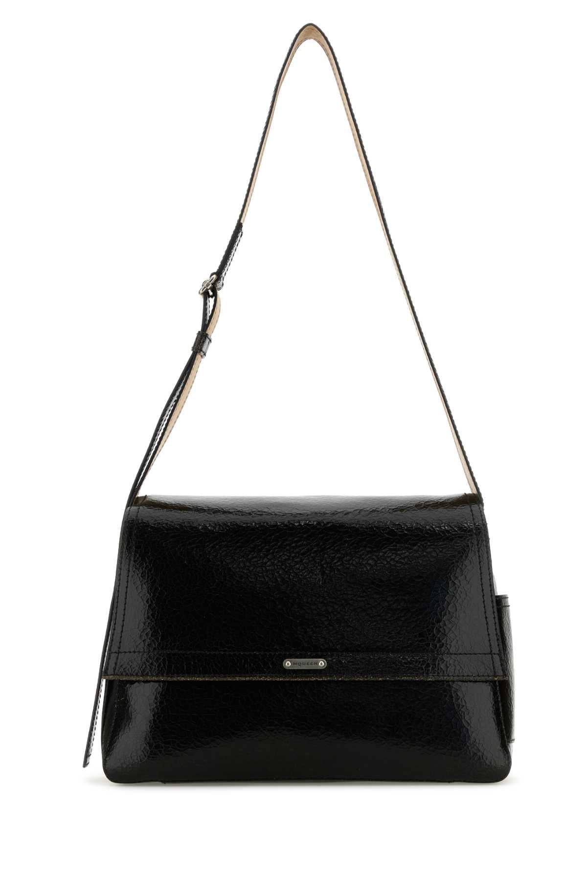 Alexander Mcqueen Men Black Leather The Slouch Crossbody Bag