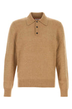 Salvatore Ferragamo Men Stretch Camel Blend Polo Shirt