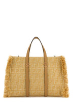 Fendi Women Embroidered Canvas Raffia Summer Shopping Bag