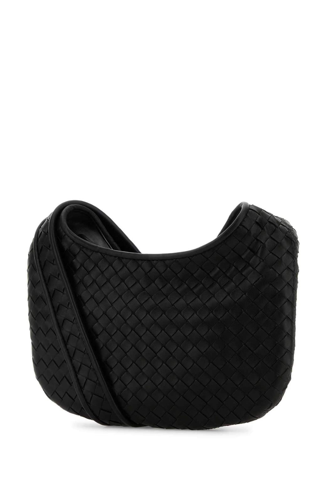 Bottega Veneta Men Black Leather Small Veneto Crossbody Bag