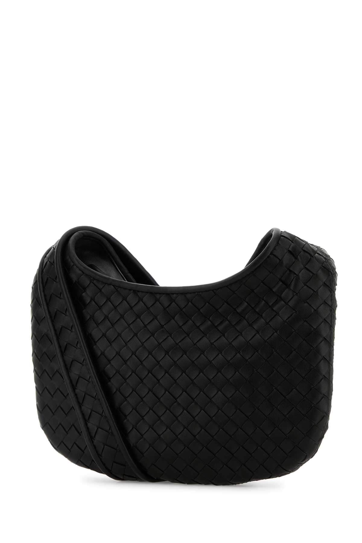 Bottega Veneta Men Black Leather Small Veneto Crossbody Bag