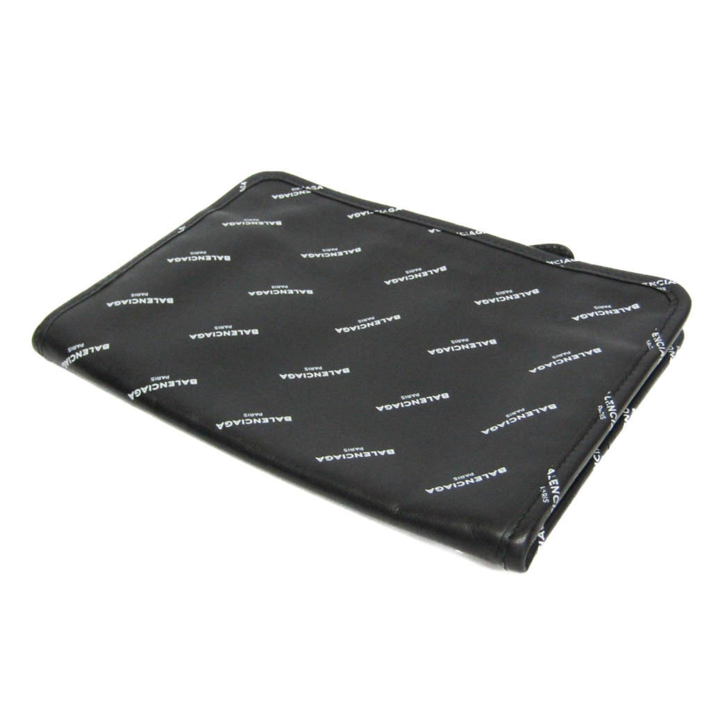Balenciaga Logo Print Leather Clutch