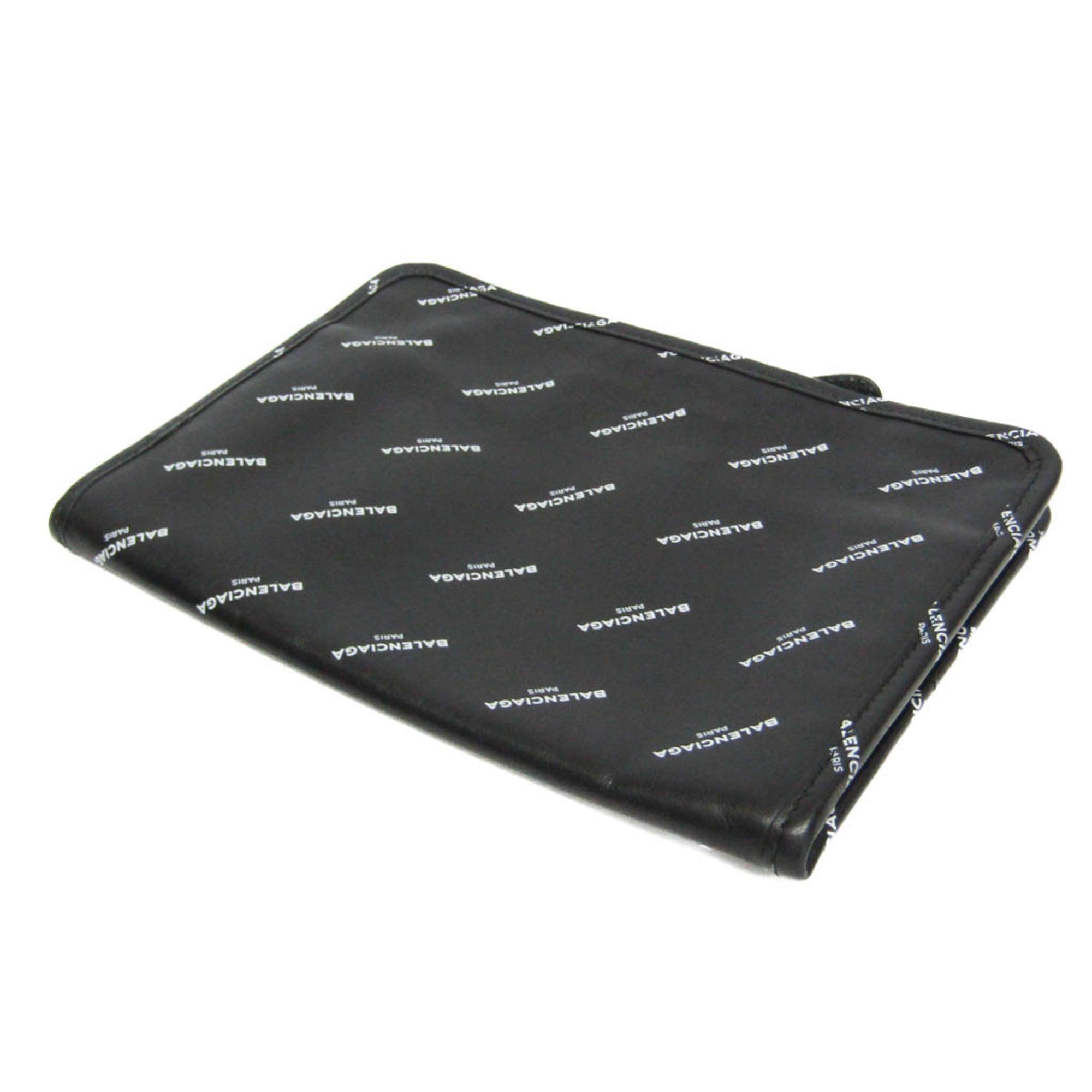Balenciaga Logo Print Leather Clutch