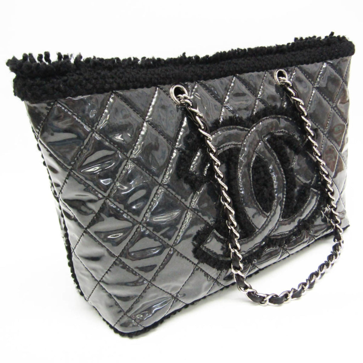 Chanel Patent Toile · Chain Tote