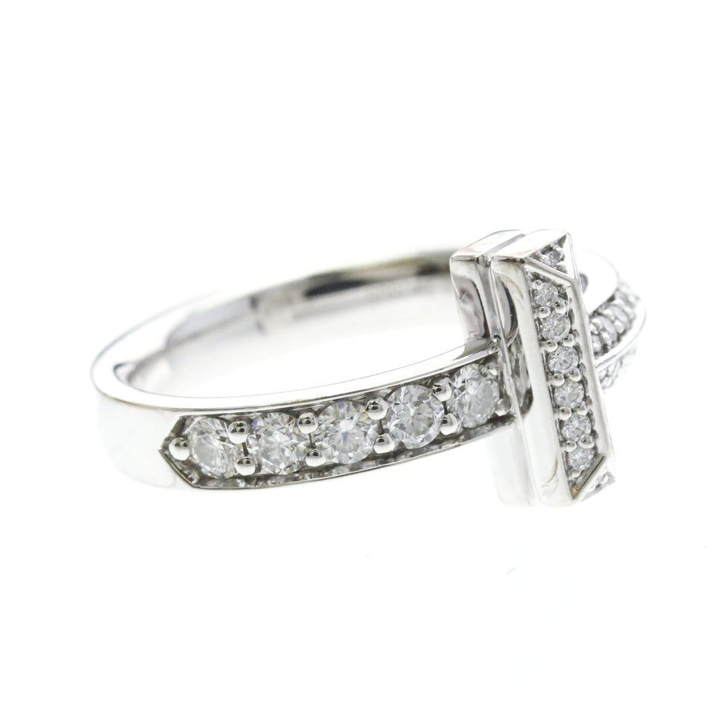 Tiffany T One · 18K White Gold · Diamond · Size 4.5 (EU 51.25)
