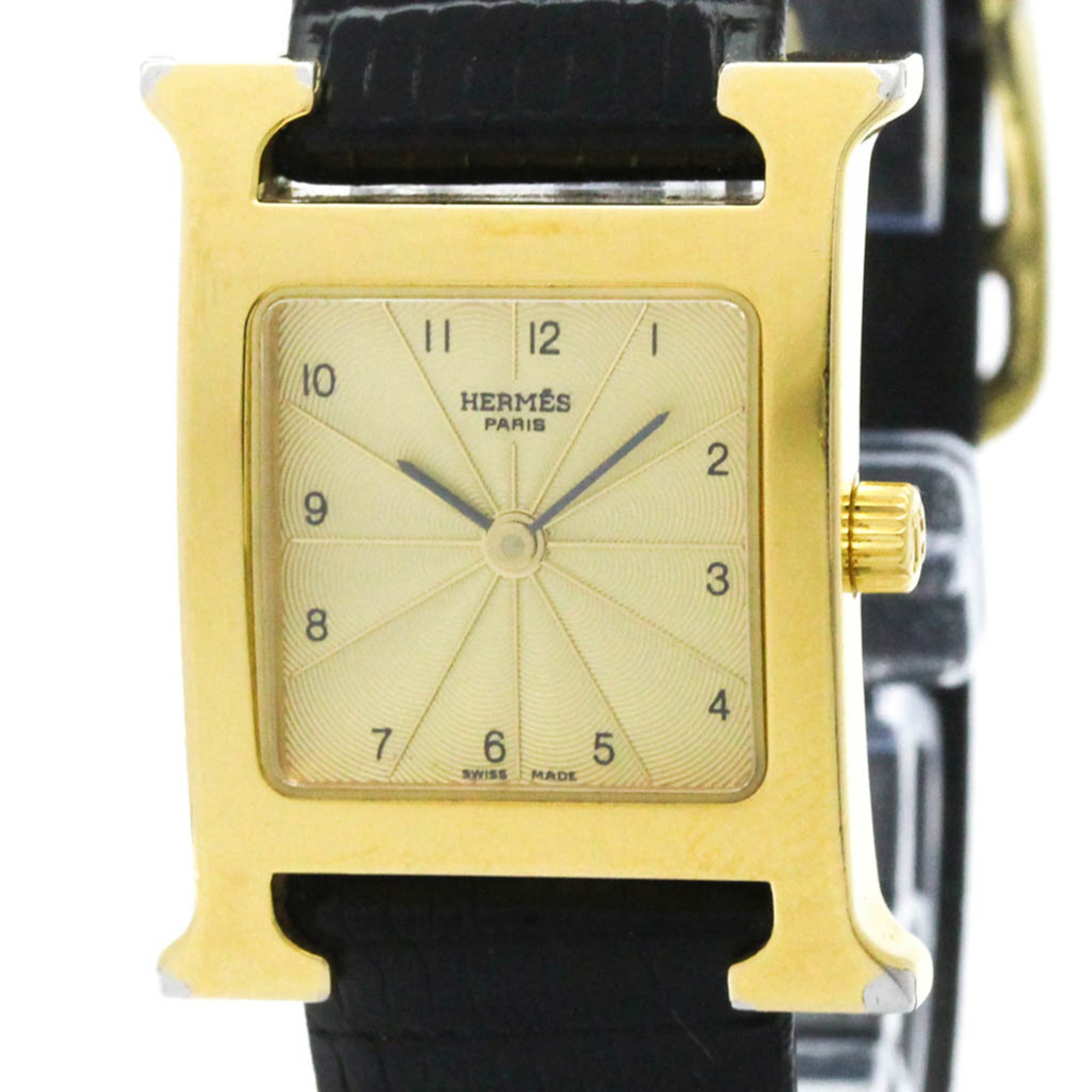 Hermès Heure H · Gold Plated · Leather