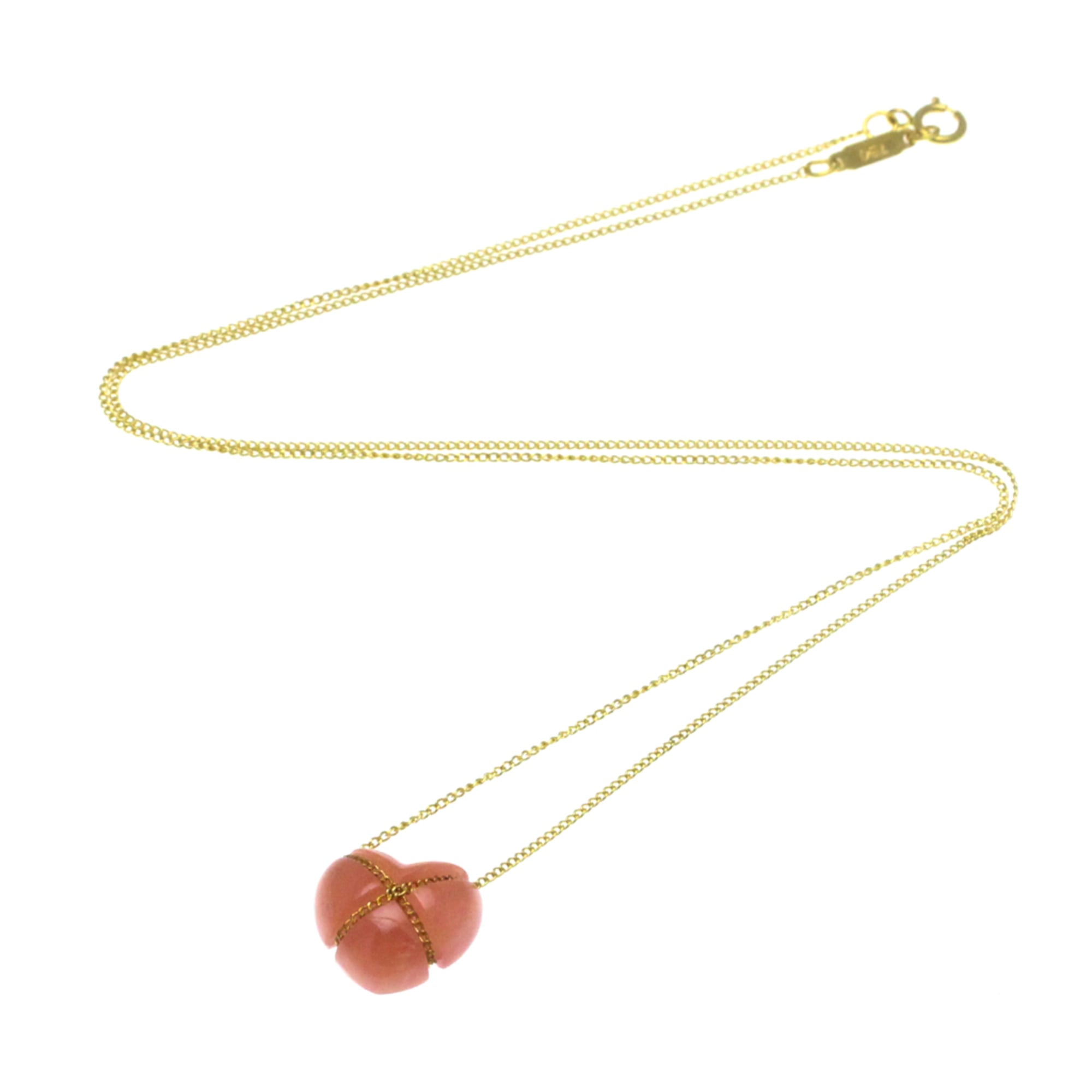 Tiffany Cross Heart · Rhodochrosite · 18K