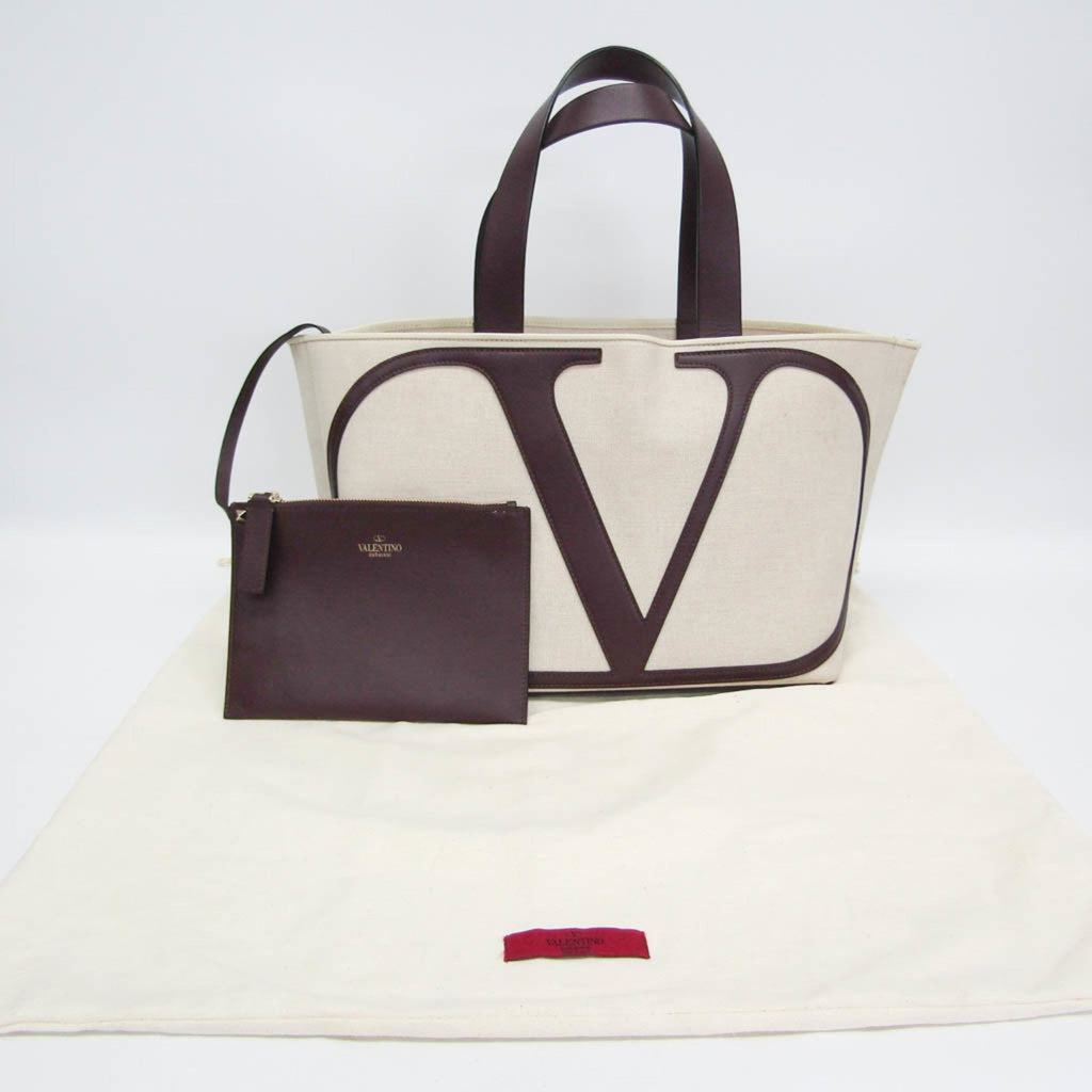 Valentino Garavani V Logo · Leather Canvas Tote