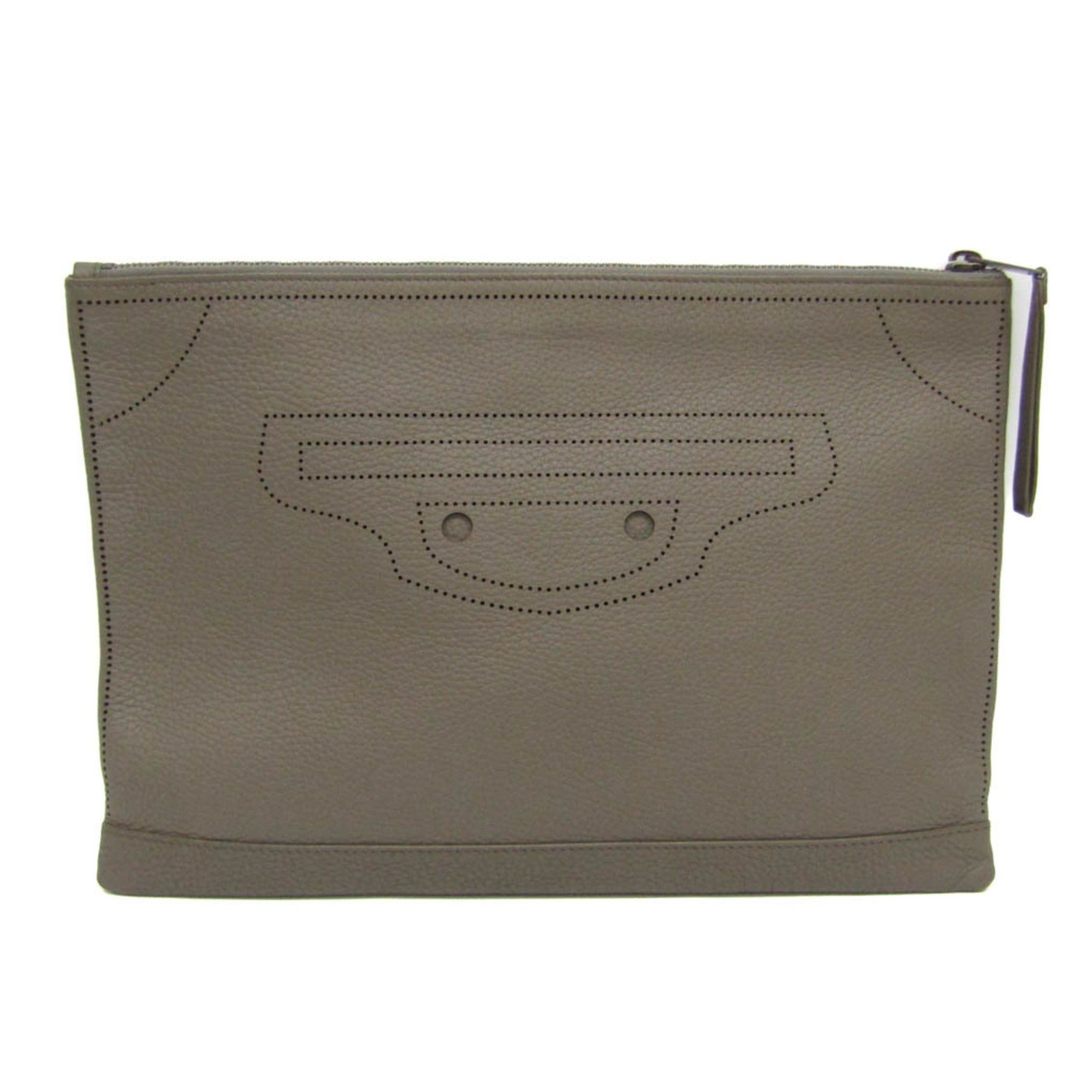 Balenciaga Classic · Greige Leather Clutch