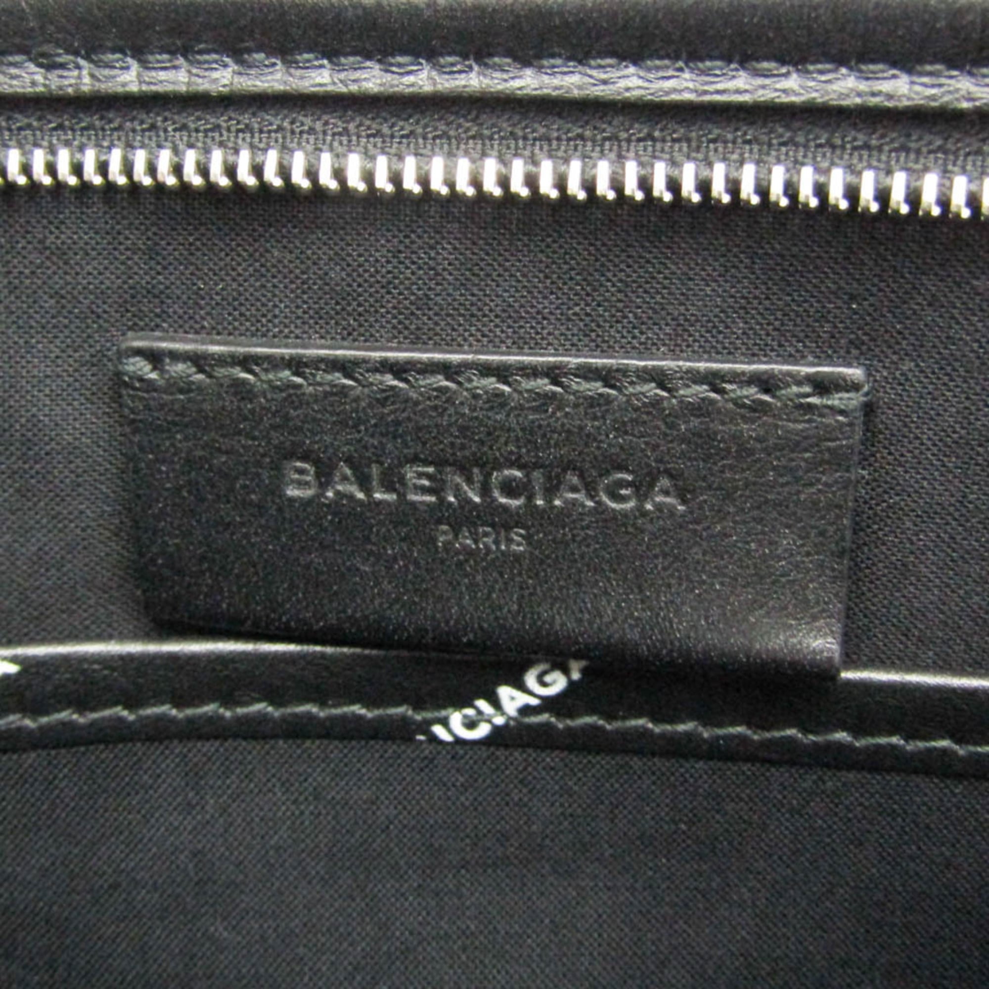 Balenciaga Logo Print Leather Clutch