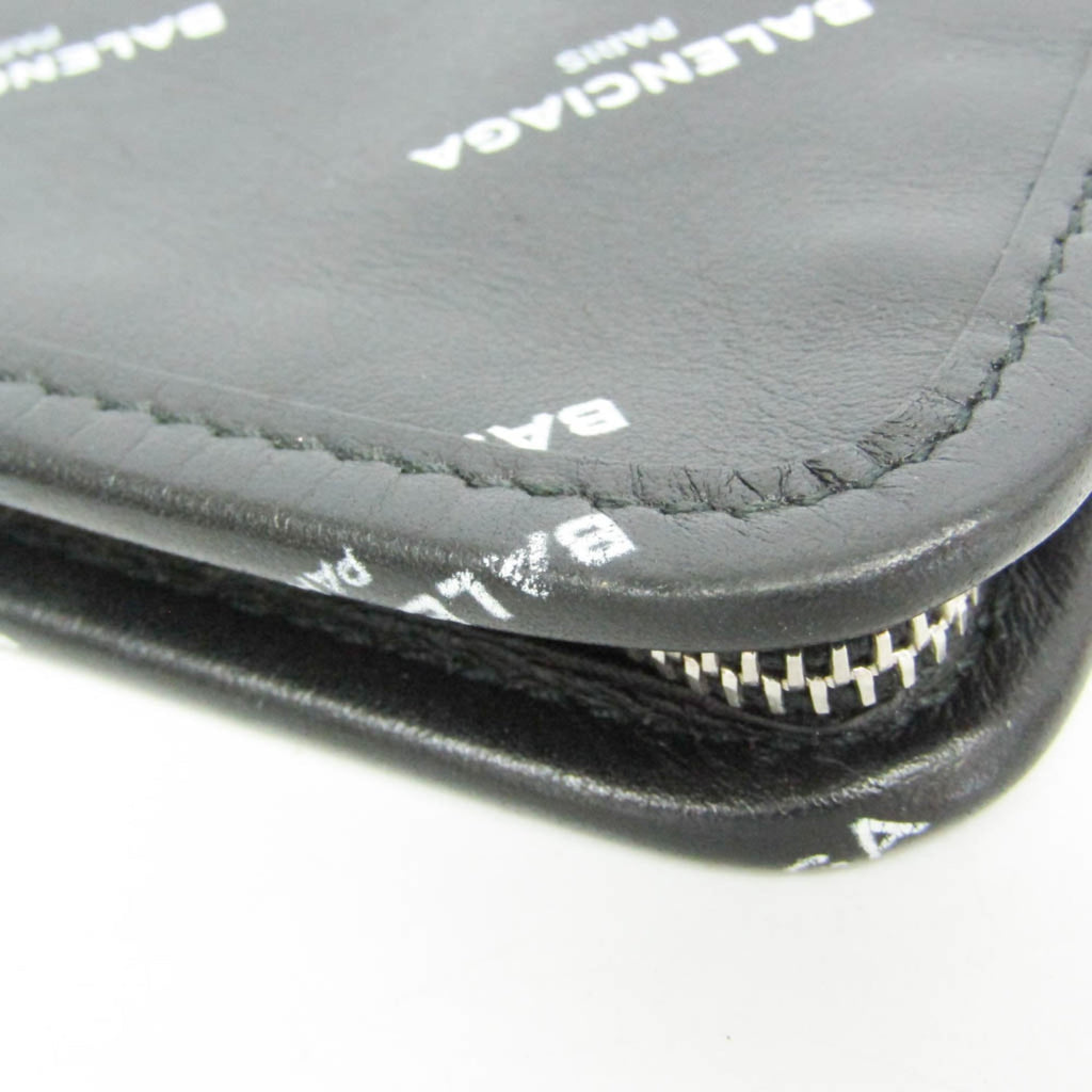 Balenciaga Logo Print Leather Clutch