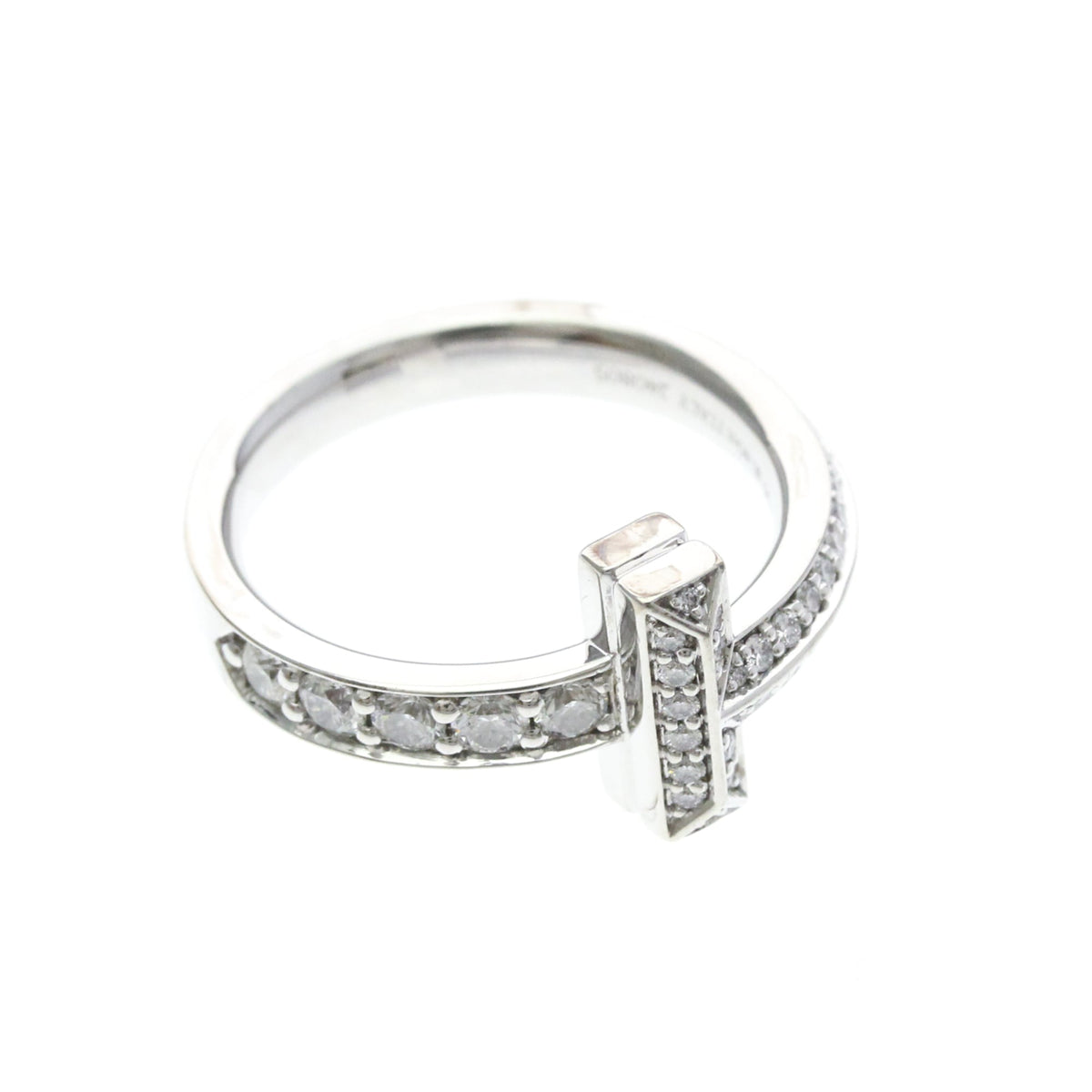 Tiffany T One · 18K White Gold · Diamond · Size 4.5 (EU 51.25)