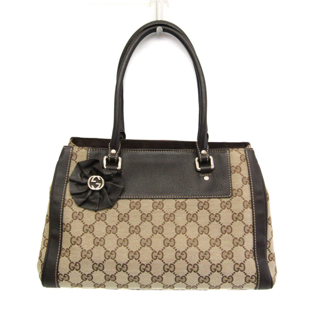 Gucci GG Canvas · Leather Handbag