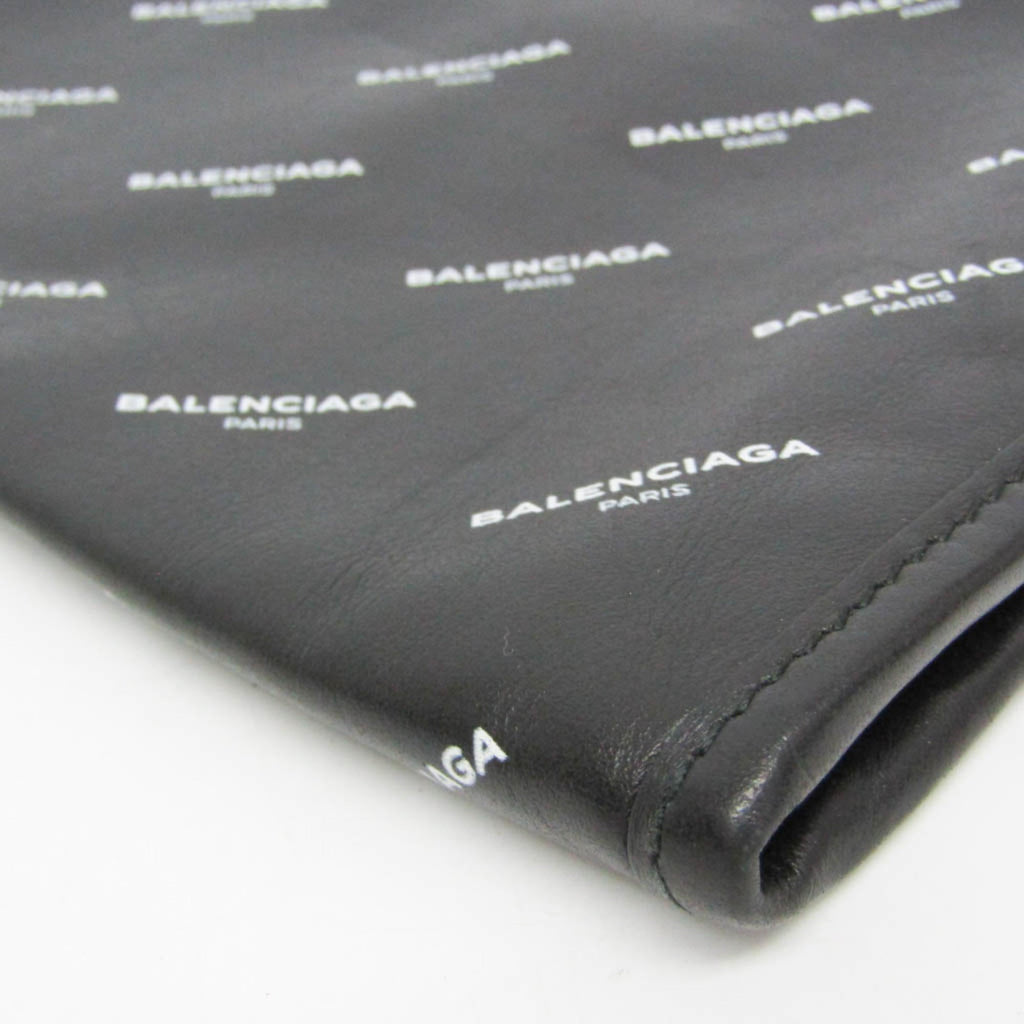 Balenciaga Logo Print Leather Clutch