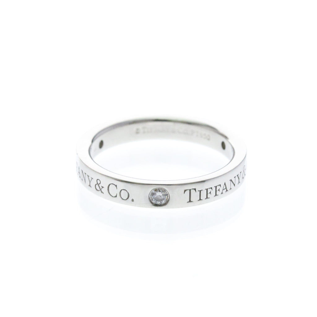 Tiffany Flat Band · Three Diamonds · Platinum