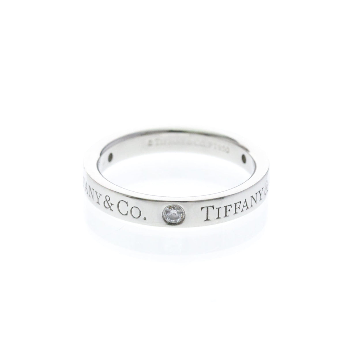 Tiffany Flat Band · Three Diamonds · Platinum