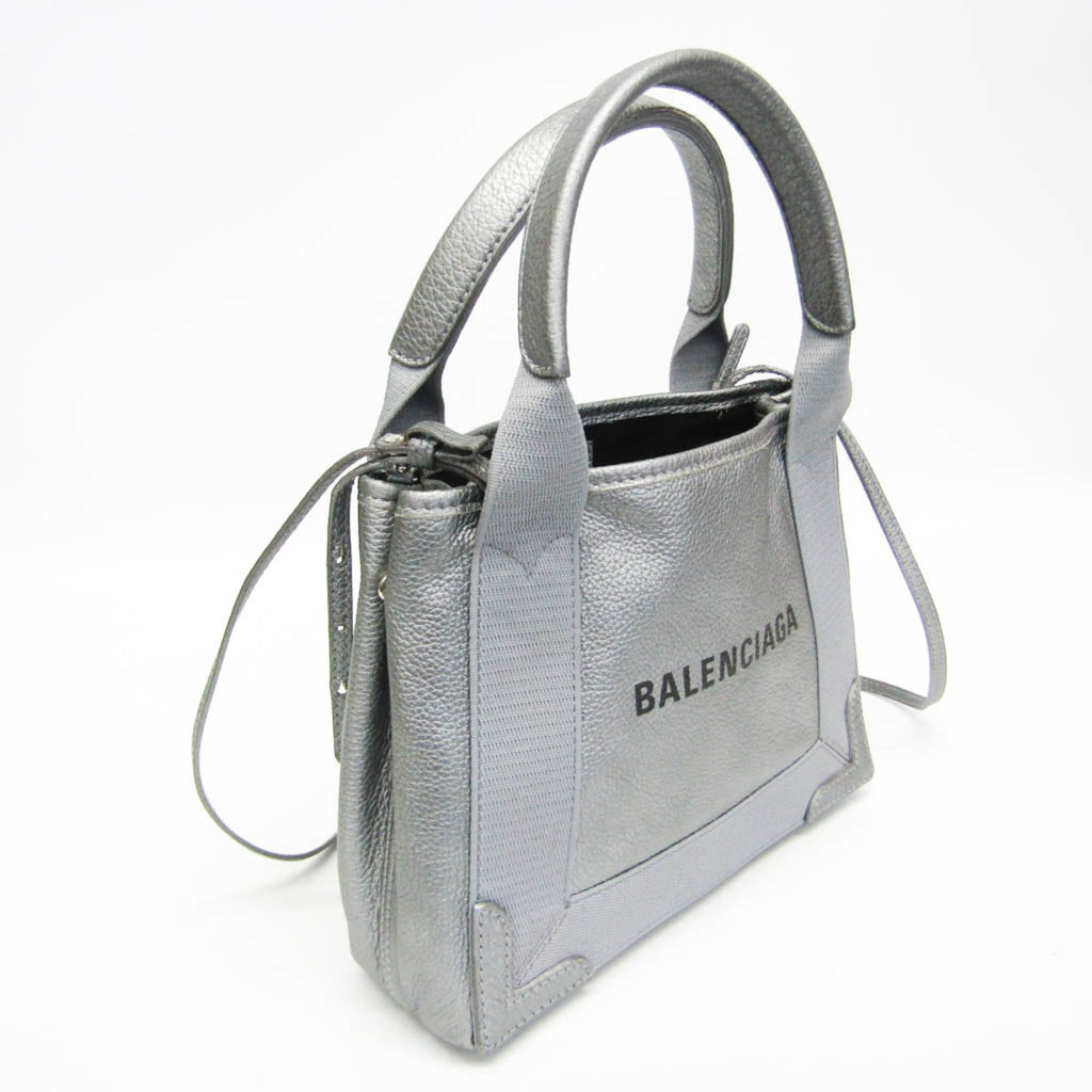 Balenciaga Navy Cabas XS · Metallic Leather