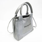 Balenciaga Navy Cabas XS · Metallic Leather