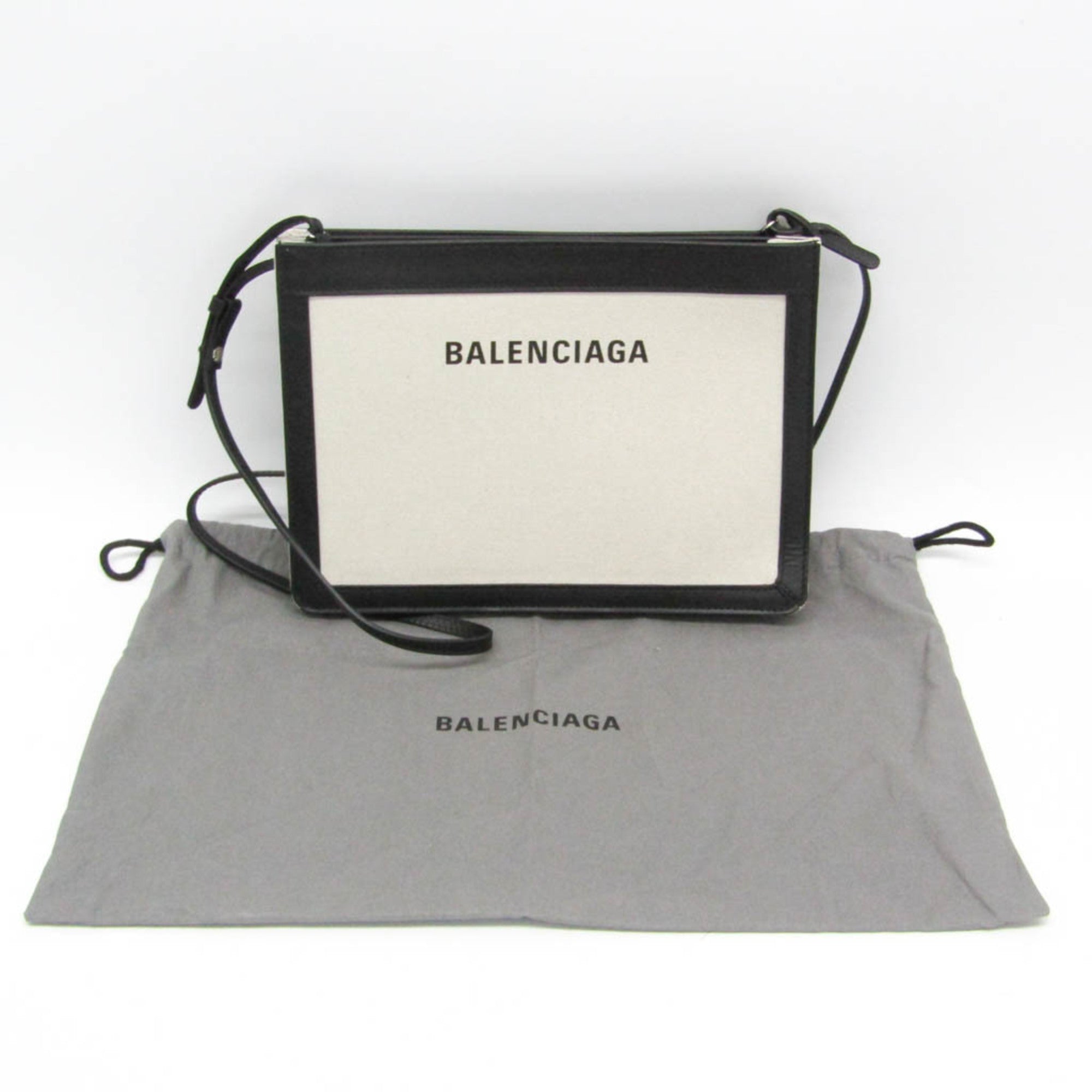 Balenciaga Navy Pochette · Canvas & Leather