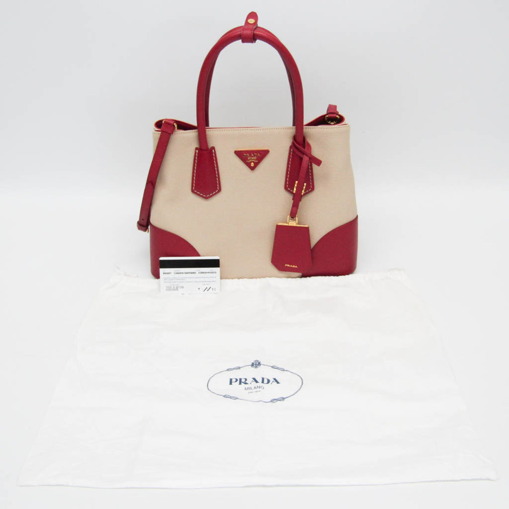 Prada Canvas & Leather Shoulder Bag