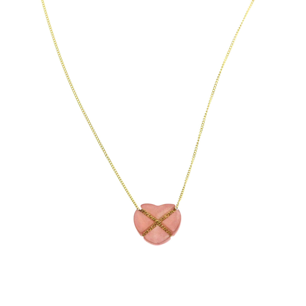 Tiffany Cross Heart · Rhodochrosite · 18K
