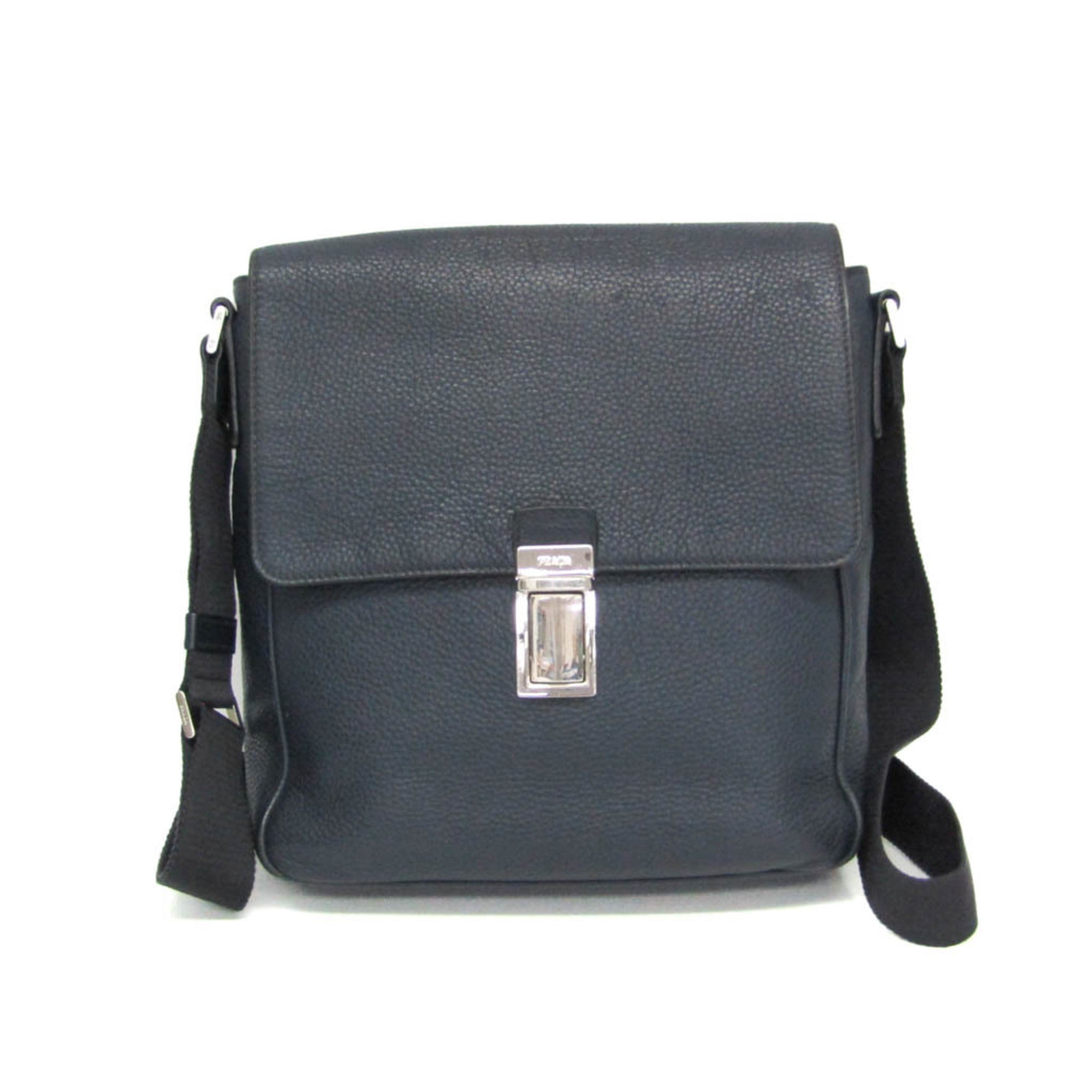 Prada Leather Messenger · Push Lock