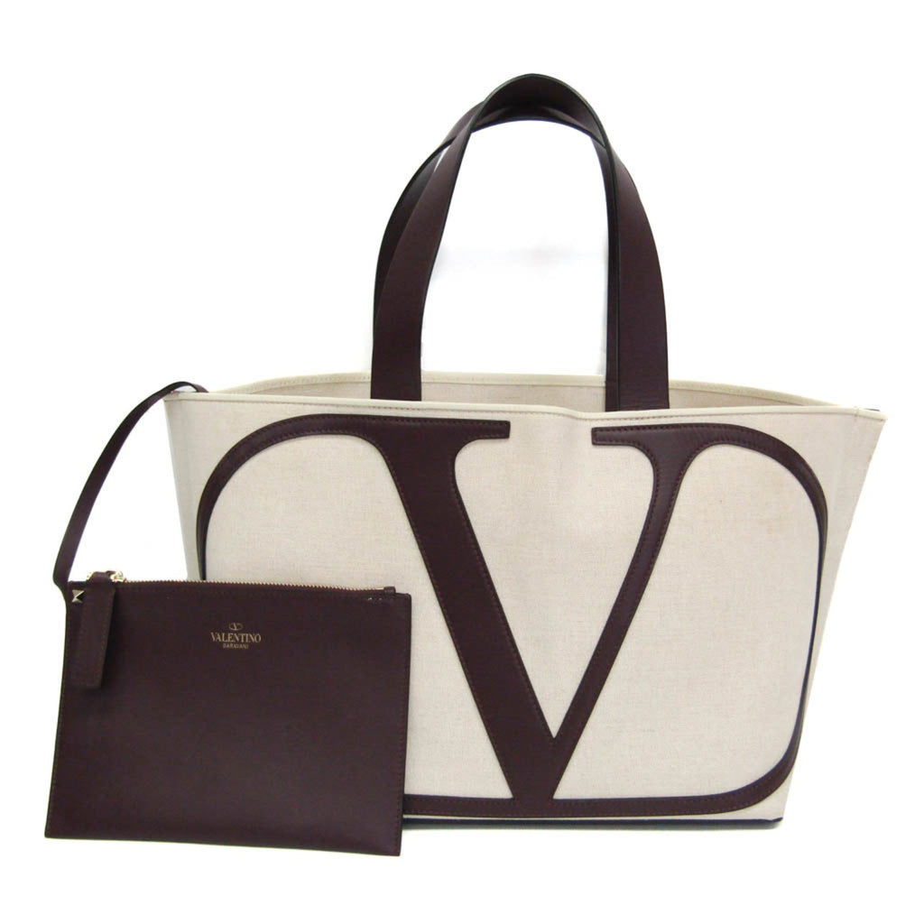 Valentino Garavani V Logo · Leather Canvas Tote