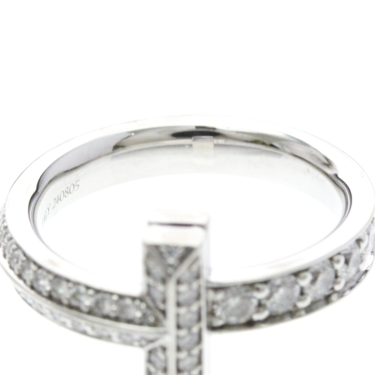 Tiffany T One · 18K White Gold · Diamond · Size 4.5 (EU 51.25)