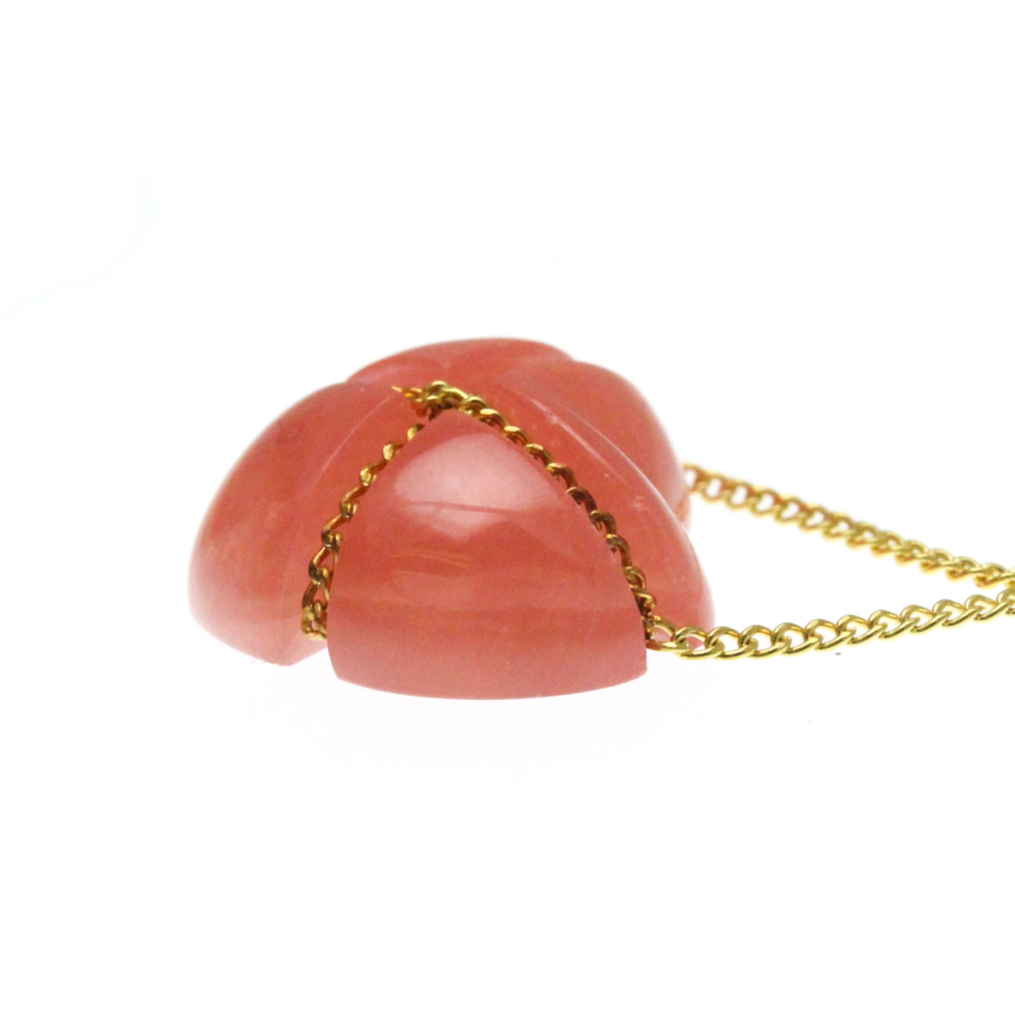 Tiffany Cross Heart · Rhodochrosite · 18K