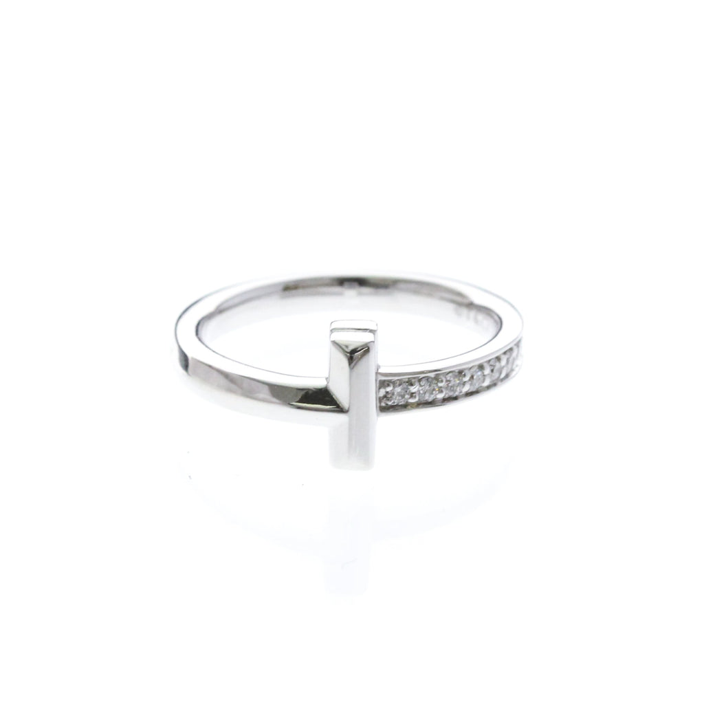 Tiffany T One · Diamond · 18K White Gold · Size 4.5 (EU 51.25)