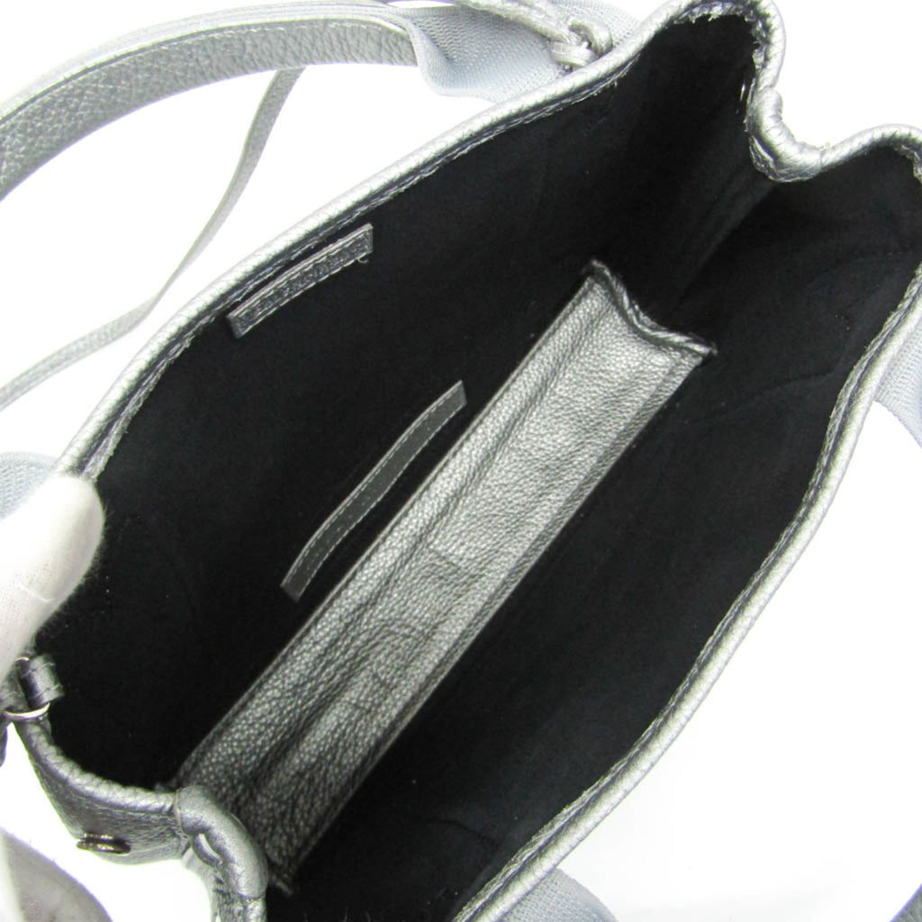 Balenciaga Navy Cabas XS · Metallic Leather