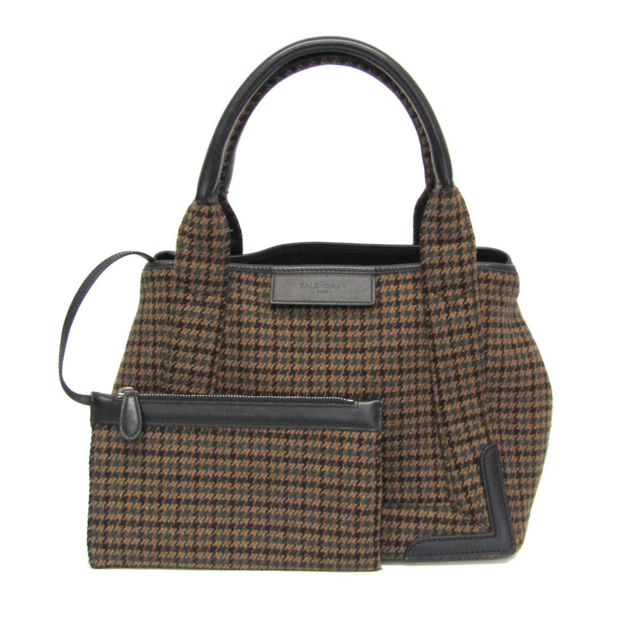 Balenciaga Navy Cabas S · Wool & Leather