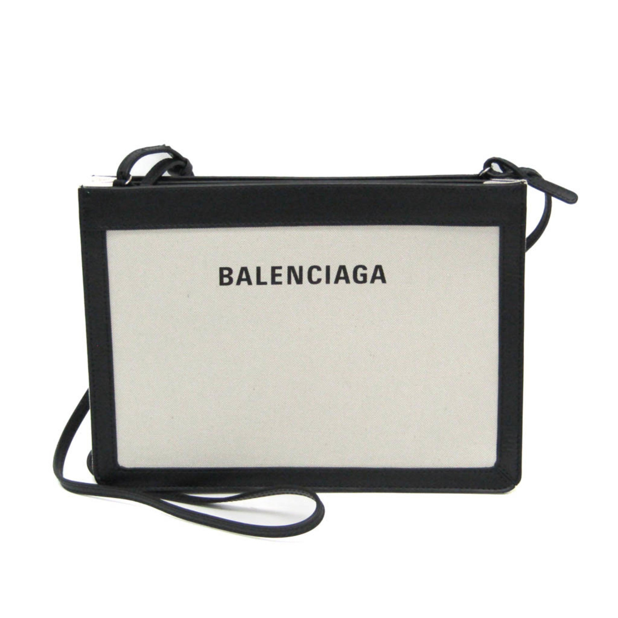 Balenciaga Navy Pochette · Canvas & Leather