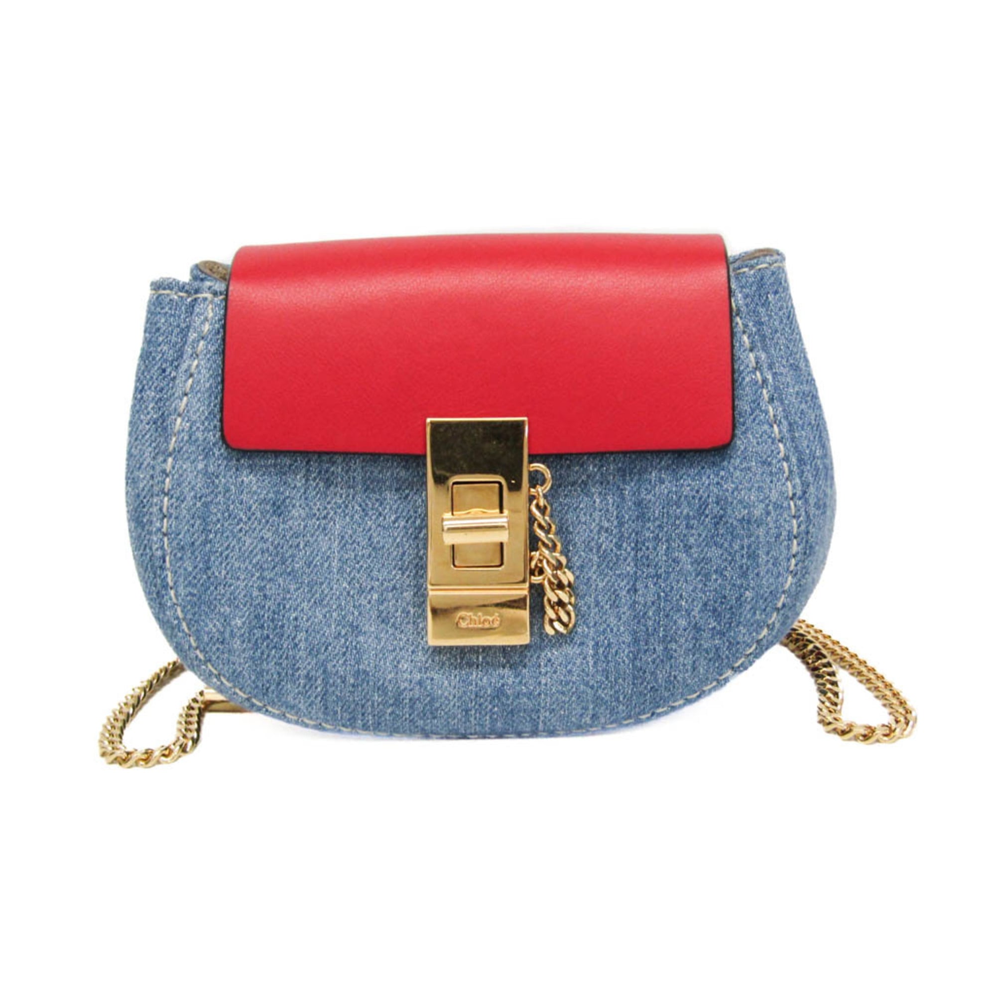 Chloé Drew Mini · Denim Crossbody
