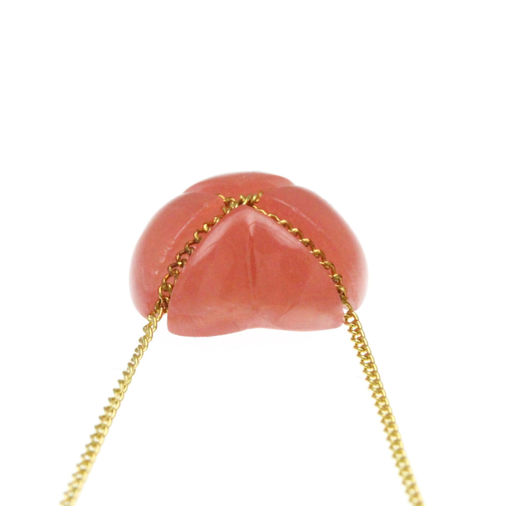 Tiffany Cross Heart · Rhodochrosite · 18K