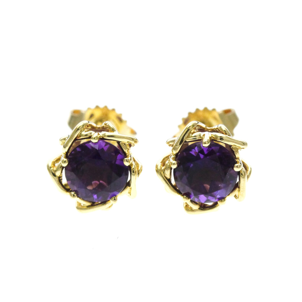 Tiffany Amethyst Studs · 18K Yellow Gold