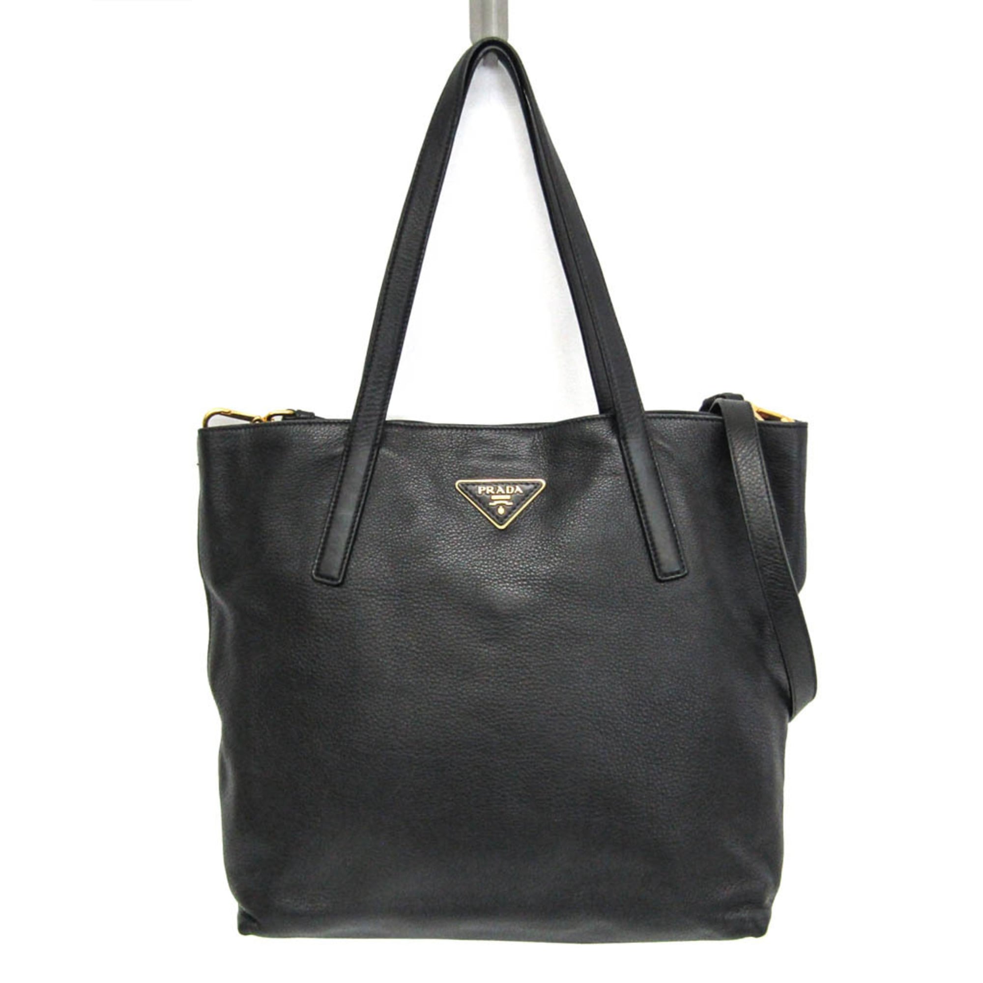 Prada Triangle Logo · Leather Tote