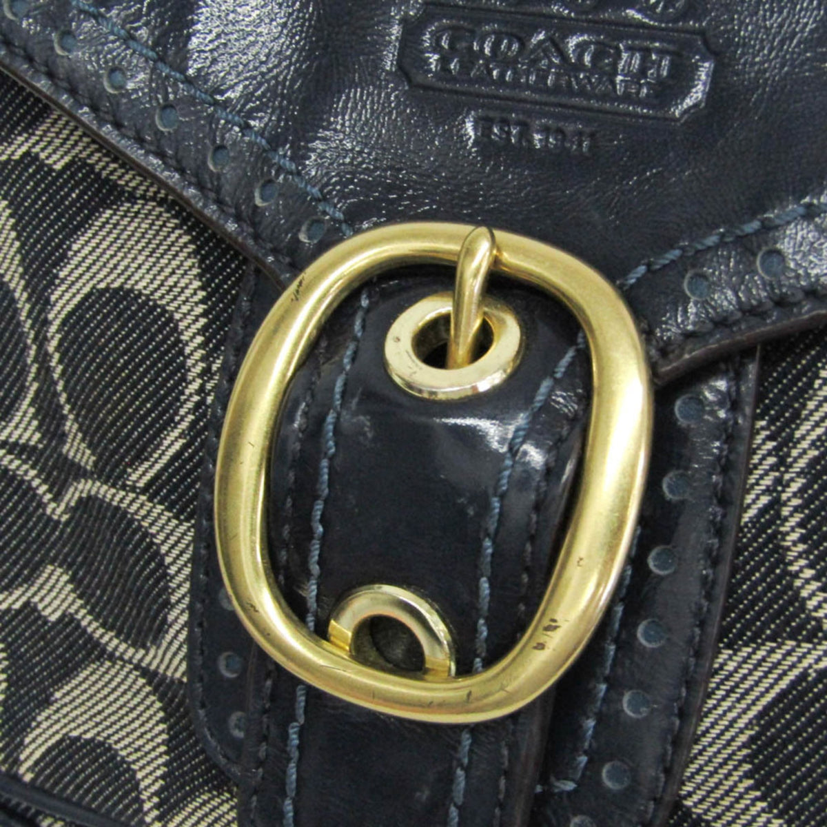 Coach Signature · Denim & Patent Leather