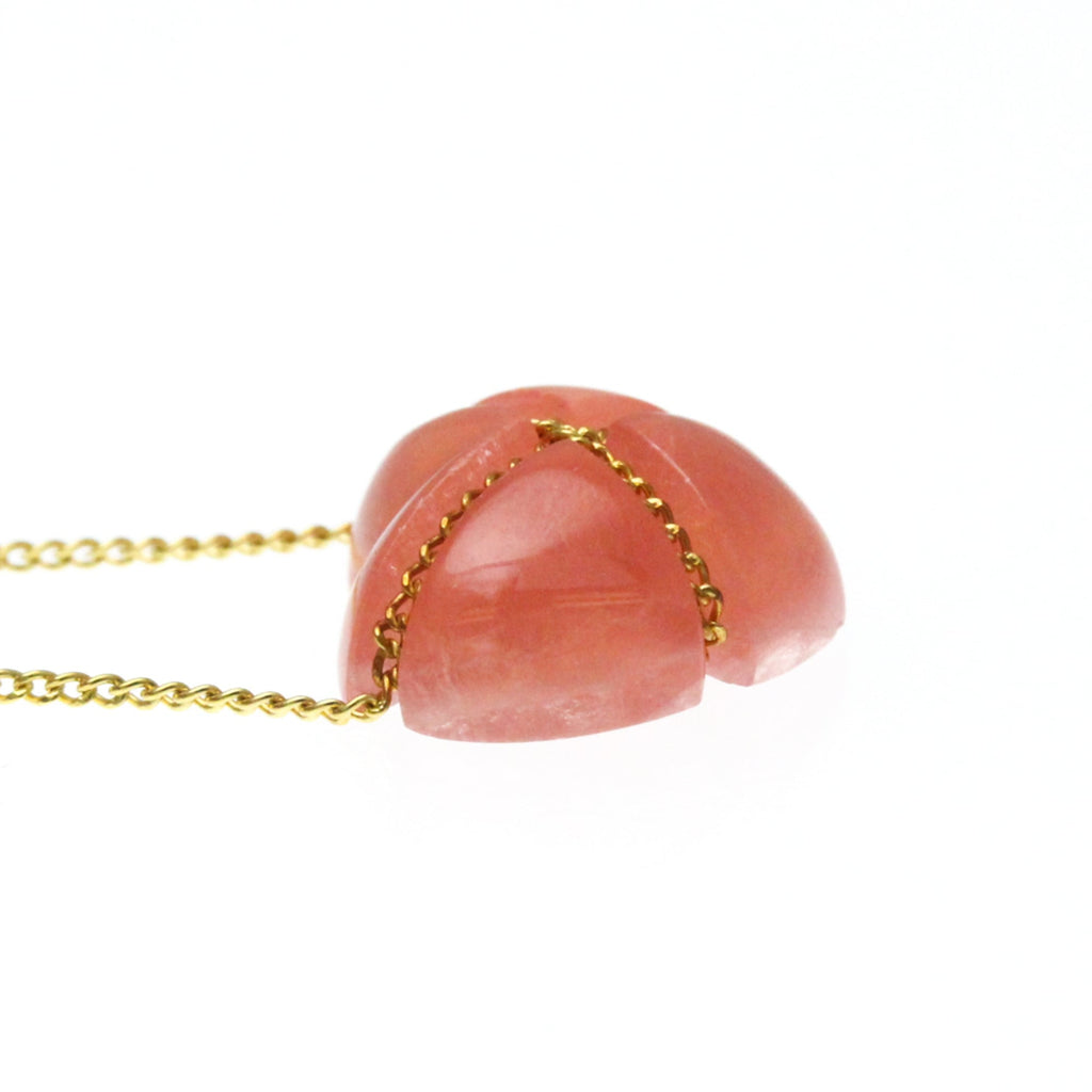 Tiffany Cross Heart · Rhodochrosite · 18K