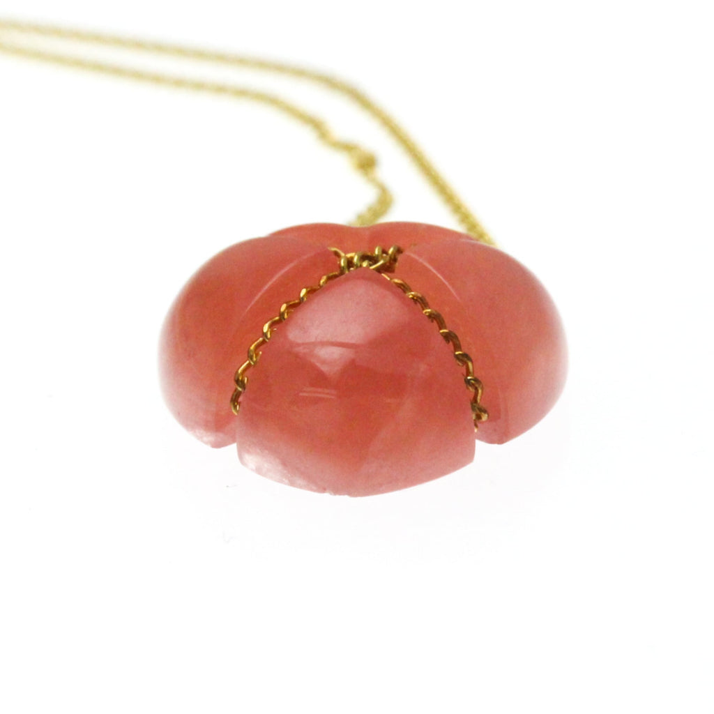 Tiffany Cross Heart · Rhodochrosite · 18K