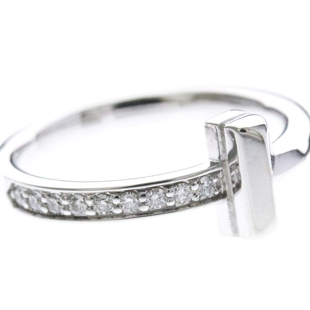Tiffany T One · Diamond · 18K White Gold · Size 4.5 (EU 51.25)