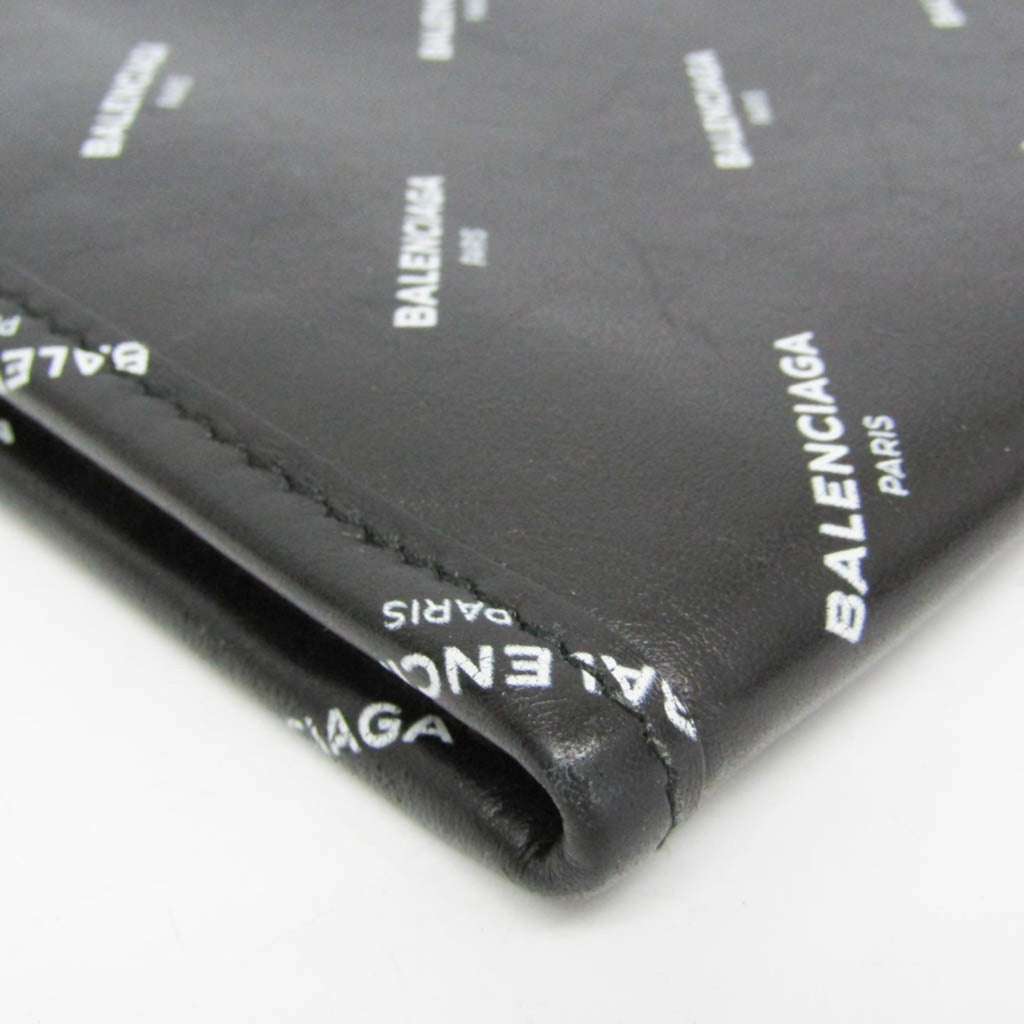 Balenciaga Logo Print Leather Clutch