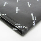Balenciaga Logo Print Leather Clutch