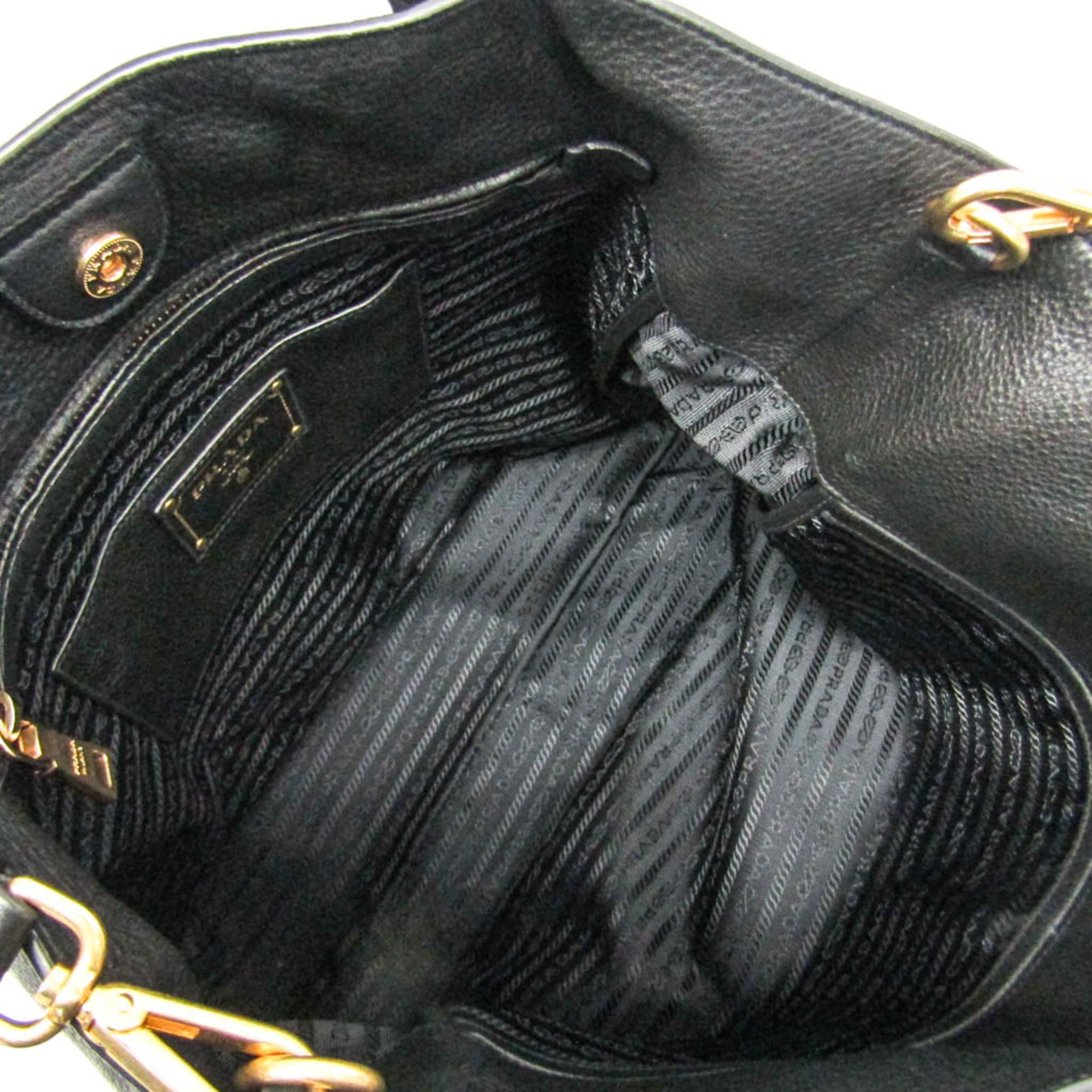 Prada Triangle Logo · Leather Tote