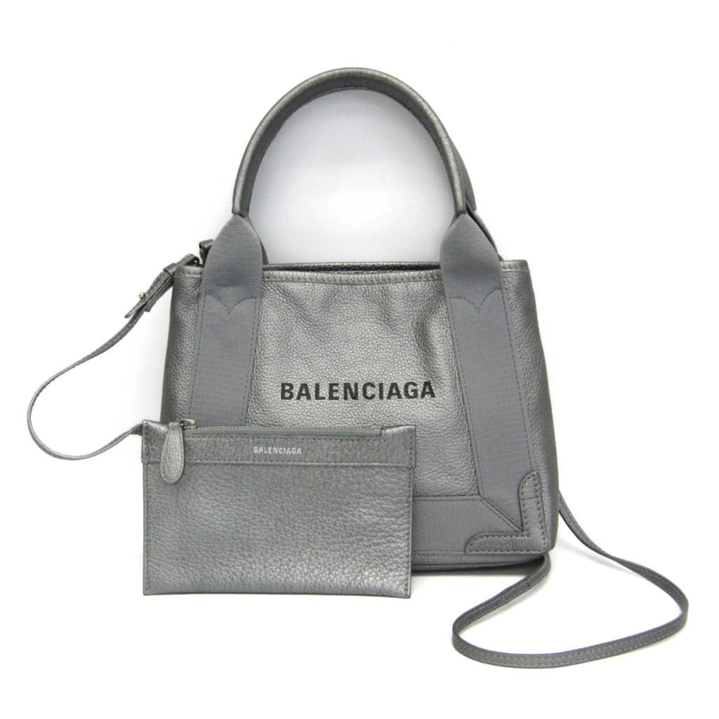 Balenciaga Navy Cabas XS · Metallic Leather