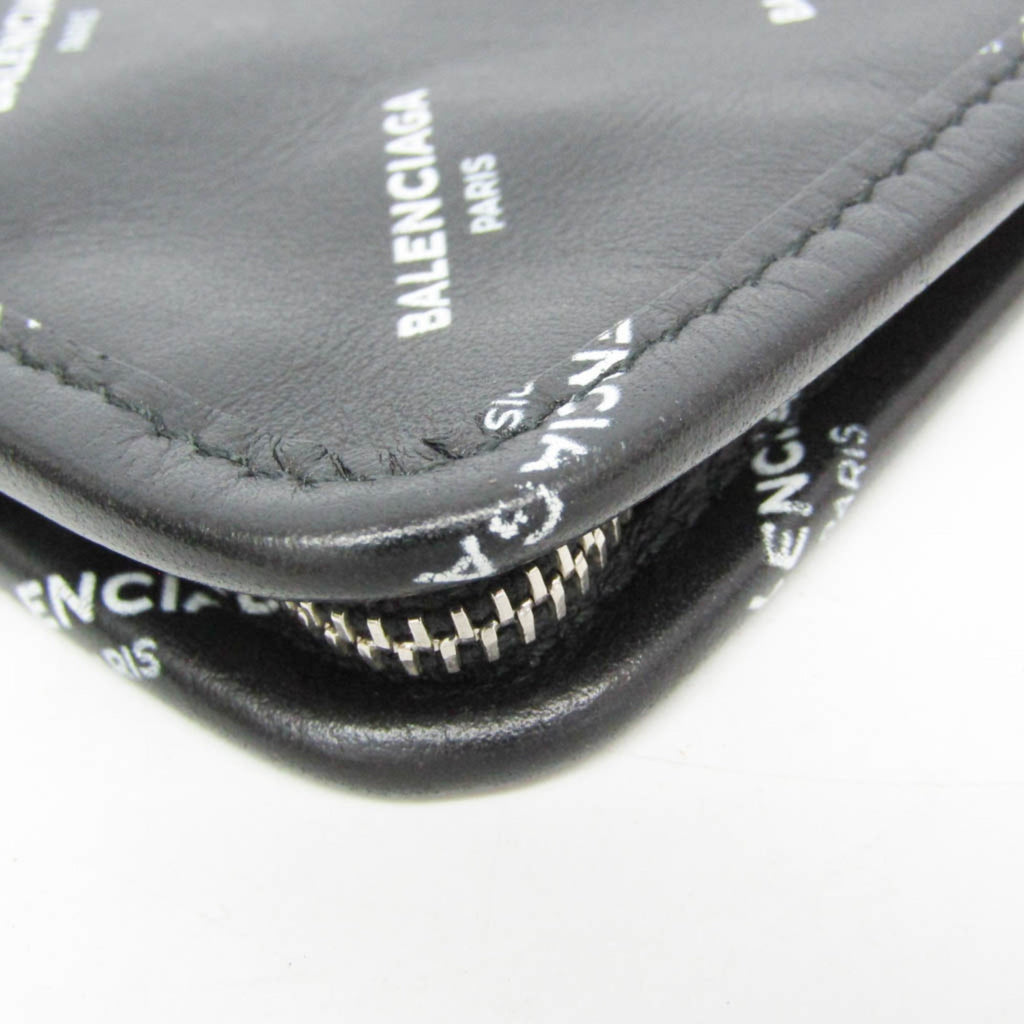 Balenciaga Logo Print Leather Clutch